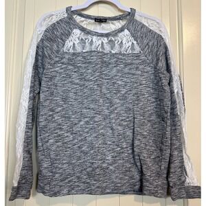 Express Lace Accent terry knit long sleeve top shirt sweatshirt sz S‎